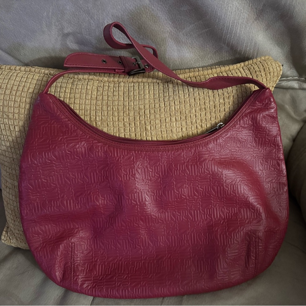 STONE MOUNTAIN Logo Embossed Red Leather Hobo Handbag - NEW no tag attached